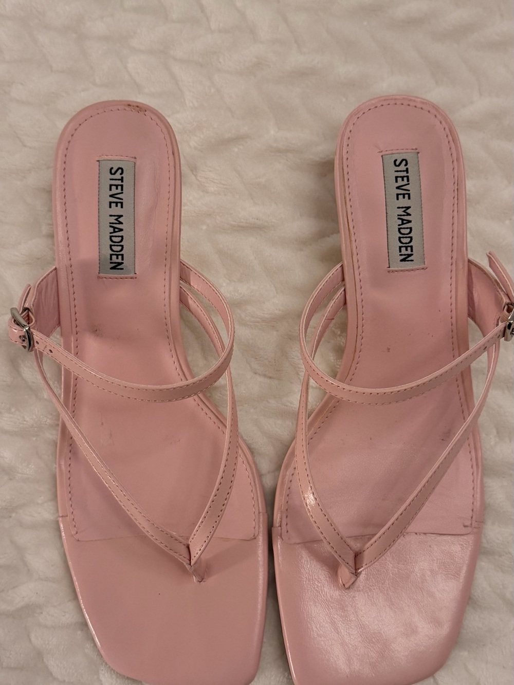 Steve Madden Blush Pink Strappy Square-Toe Heeled Sandals